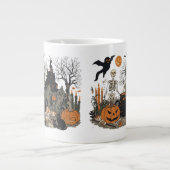 Spooky Halloween Vintage Design – Ghost, Pumpkin  ジャンボコーヒーマグカップ (正面)