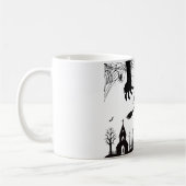 Spooky Halloween Witch & Bats Pattern Mug コーヒーマグカップ (左)