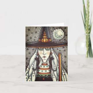 SPOOKY HALLOWEEN WITCH, BLACK CAT EARRINGS Blank カード