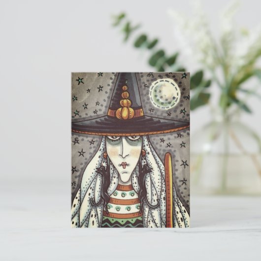 SPOOKY HALLOWEEN WITCH, GHOSTS, BLACK CAT EARRINGS ポストカード (スタンド正面)