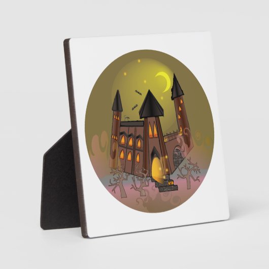 Spooky Halloween witch house and vampires castle  フォトプラーク (正面)