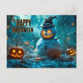 Spooky Halloween with Evil Snowman, Pumpkin シーズンポストカード (正面)