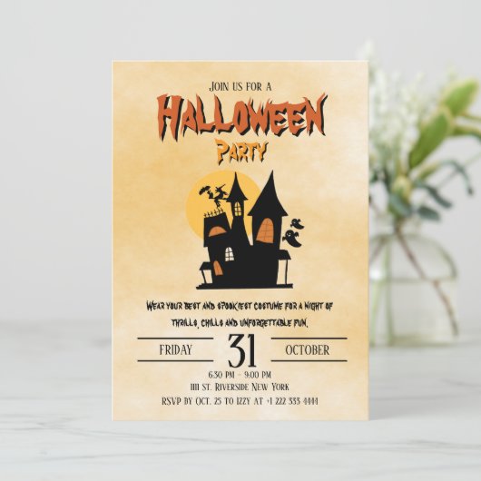 Spooky Happy Halloween Costume Party Invitation 2 招待状 (スタンド正面)