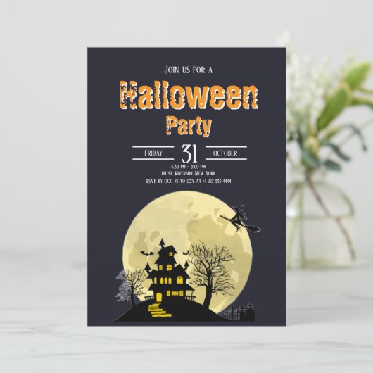 Spooky Happy Halloween Costume Party Invitation 3 招待状 (スタンド正面)