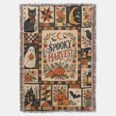Spooky Harvest Vintage Halloween Patchwork スローブランケット (正面縦)