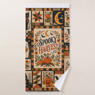 Spooky Harvest Vintage Halloween Patchwork バスタオル