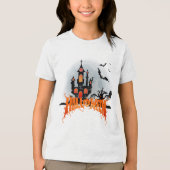 Spooky Haunted Castle Halloween Youth Bats Trick  トライブレンドＴシャツ (正面)