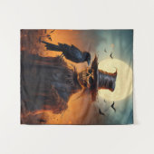 Spooky Haunted Halloween Scare Crow タペストリー (正面(横))