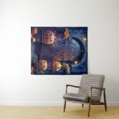 Spooky Haunted Halloween Secret Doorway タペストリー (インサイチュ(横))