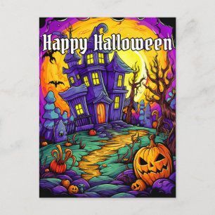 Spooky Haunted House ハッピーハロウィン ポストカード