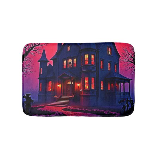 Spooky Haunted House at Dusk Design バスマット (正面)