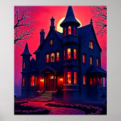Spooky Haunted House at Dusk Design ポスター (正面)