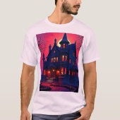 Spooky Haunted House at Dusk Design Tシャツ (正面)