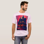 Spooky Haunted House at Dusk Design Tシャツ (正面フル)