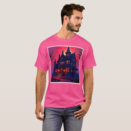 Spooky Haunted House at Dusk Design Tシャツ (正面フル)