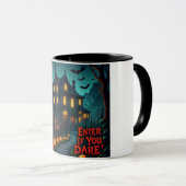 Spooky Haunted House & Bats Halloween Mug マグカップ (正面右)