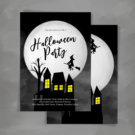 Spooky Haunted House Halloween Custom Party 招待状