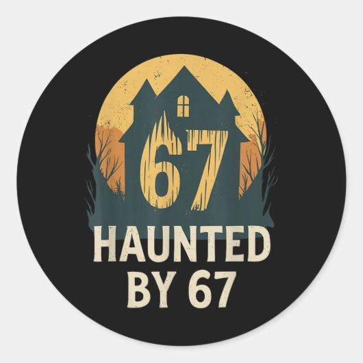 Spooky Haunted House Meme 67 Funny Math Humor 6x7  ラウンドシール (正面)