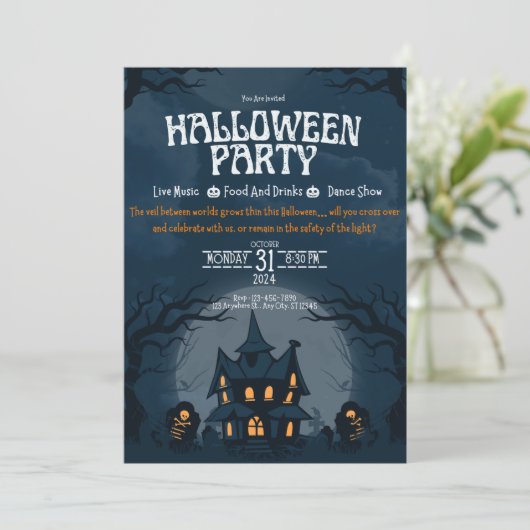 Spooky Haunted House Party Invite 招待状 (スタンド正面)