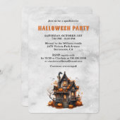 Spooky House Pumpkins Ghost Halloween Party 招待状 (正面/裏面)