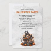 Spooky House Pumpkins Ghost Halloween Party 招待状 (正面)