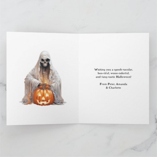 Spooky Jack O’Lanterns Bats Ghost Halloween カード (内部)