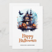 Spooky Jack O’Lanterns Bats Ghost Halloween Card シーズンカード (正面/裏面)