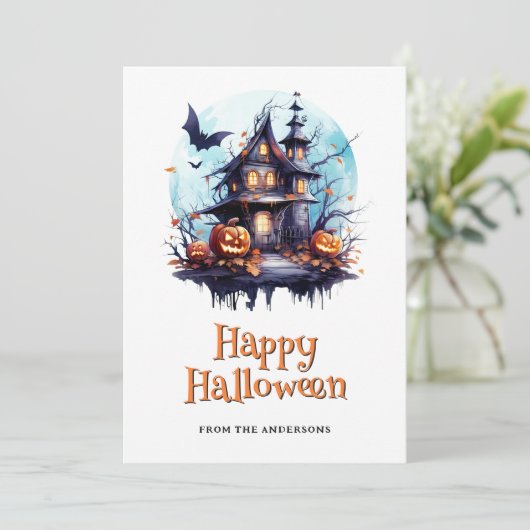 Spooky Jack O’Lanterns Bats Ghost Halloween Card シーズンカード (スタンド正面)