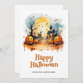 Spooky Jack O’Lanterns Bats Halloween Card シーズンカード (正面/裏面)