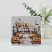 Spooky Jack O’Lanterns Bats Halloween Party 招待状 (スタンド正面)