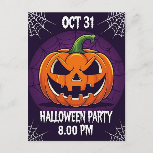 Spooky Jack O'Lantern Halloween Party シーズンポストカード (正面)