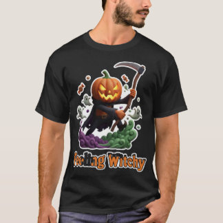 Spooky jackolantern grim reaper with ghosts and ca tシャツ