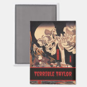 Spooky Japanese Skeleton with Your Name- Vintage マグネット (正面/裏面)