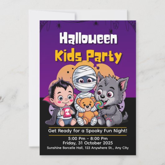 Spooky Kids Halloween Party Invitation 招待状 (裏面)