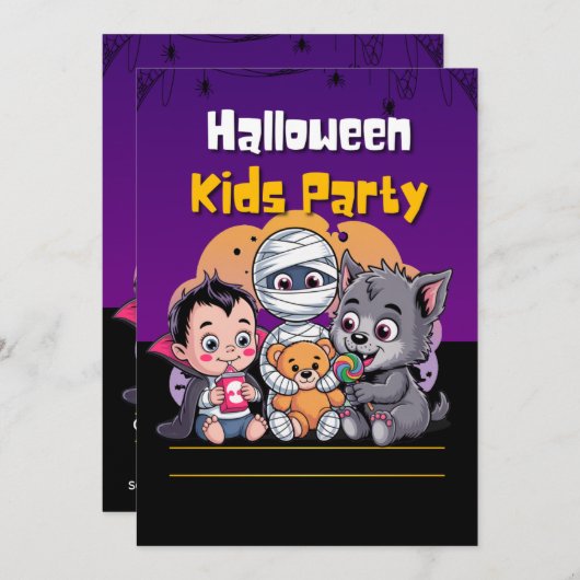 Spooky Kids Halloween Party Invitation 招待状 (正面/裏面)