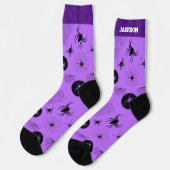 Spooky Lavender & Black Halloween Socks with Name ソックス (左)