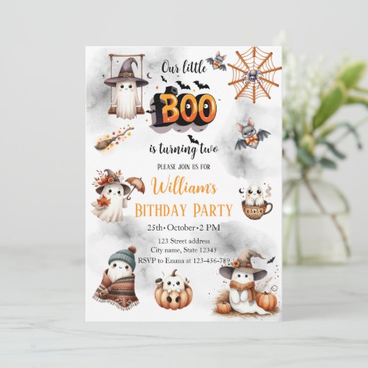 Spooky Little Boo is Turning Two 2nd Birthday 招待状 (スタンド正面)