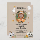 Spooky Little Pumpkin Birthday Photo Invitation 招待状 (正面/裏面)