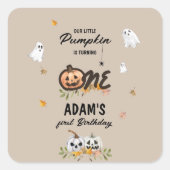Spooky Little Pumpkin First Birthday スクエアシール (正面)