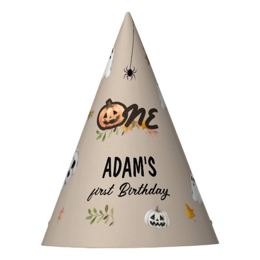 Spooky Little Pumpkin First Birthday パーティーハット (正面)