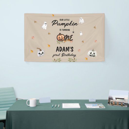 Spooky Little Pumpkin First Birthday 横断幕 (トレードショー)