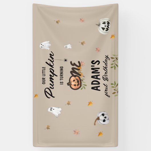 Spooky Little Pumpkin First Birthday 横断幕 (縦)
