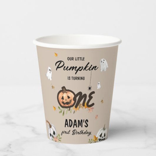 Spooky Little Pumpkin First Birthday 紙コップ (正面)