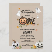 Spooky Little Pumpkin First Birthday Invitation 招待状 (正面/裏面)