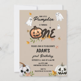 Spooky Little Pumpkin First Birthday Invitation 招待状