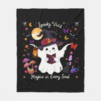 Spooky Magic & Whimsical Night Design フリースブランケット