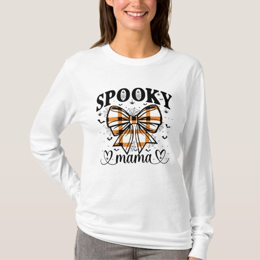 Spooky Mama – お母さんの可愛いハロウィン Tシャツ (正面)