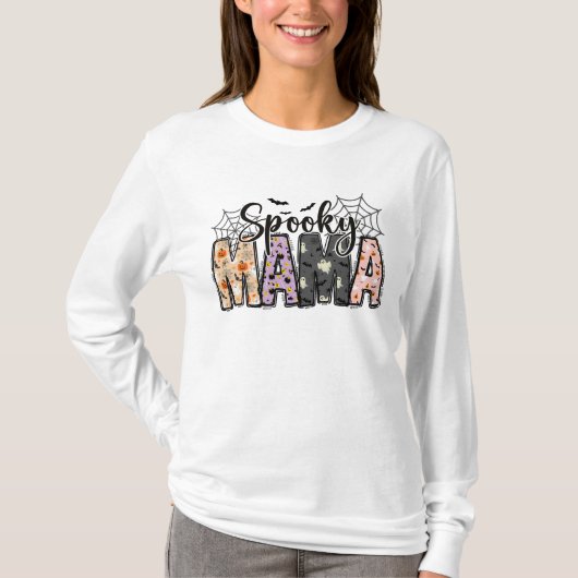 Spooky Mama – お母さんの可愛いハロウィン Tシャツ (正面)