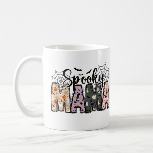 Spooky Mama – Cute Halloween for Moms コーヒーマグカップ (左)