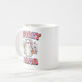 Spooky Mama Funny Halloween Ghost コーヒーマグカップ (正面左)
